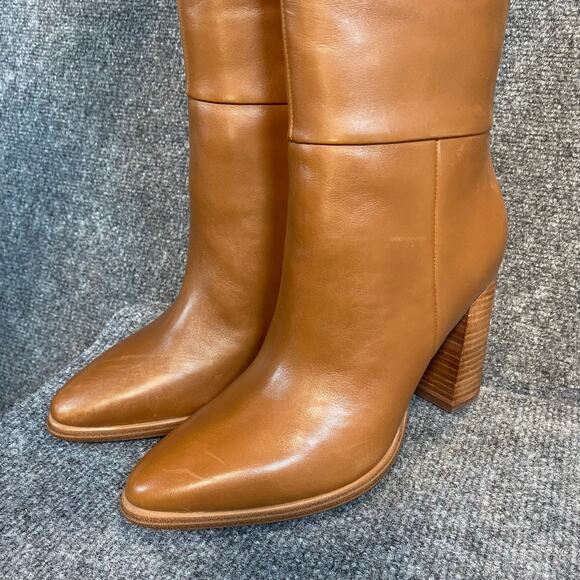 Brand New Marc Fisher Women 8 Lannie Medium Natural Brown Heeled Knee High Boots - Picture 4 of 12